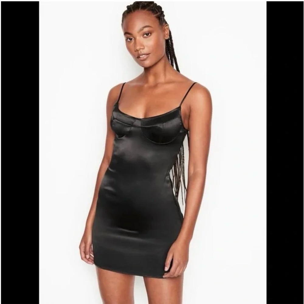 Victoria's Secret Black Satin Mini Dress